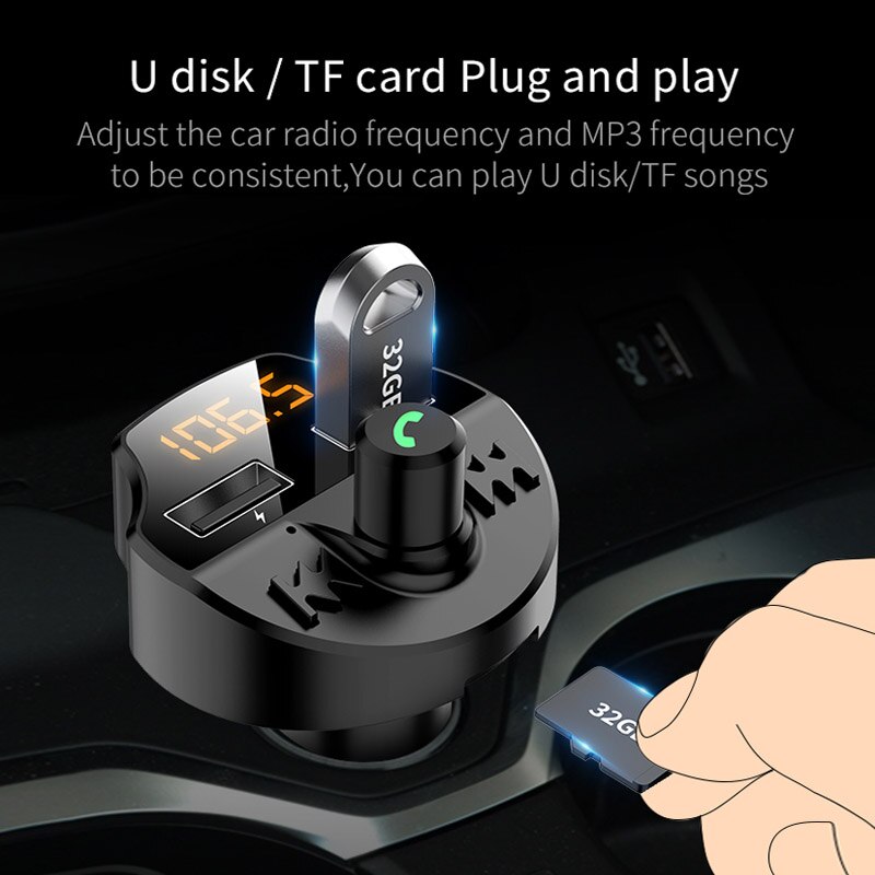 Jajabor Fm-zender Bluetooth 5.0 Handsfree Bluetooth Car Kit Stereo A2DP Muziek Play Ondersteuning Tf Card U Disk Afspelen