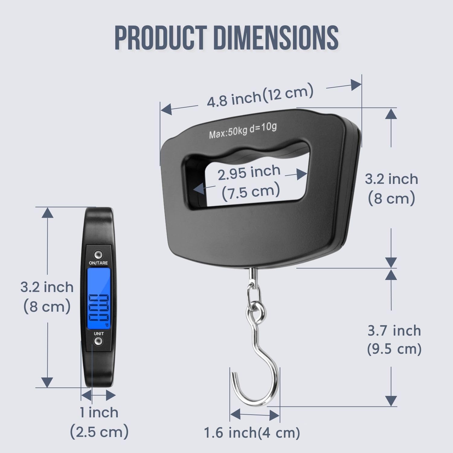 Handheld Digitale Bagageweegschaal met Handgreep voor Reizen Draagbare Elektronische Weegkoffer en Tas 110Lb/50kg Zwart