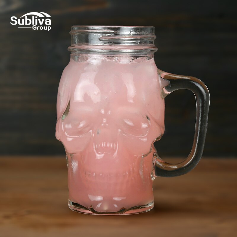 Vaso de cerveza de cristal con forma de Calavera, vaso de vino con cabeza de Copa, para beber whisky, popular, de , 500ml