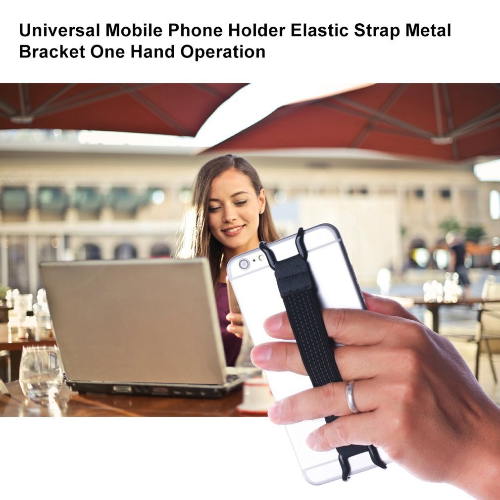 Universal Finger Grip Elastic Band Strap Phone Holder One Hand Operation Anti Slip Strong Metal 6134