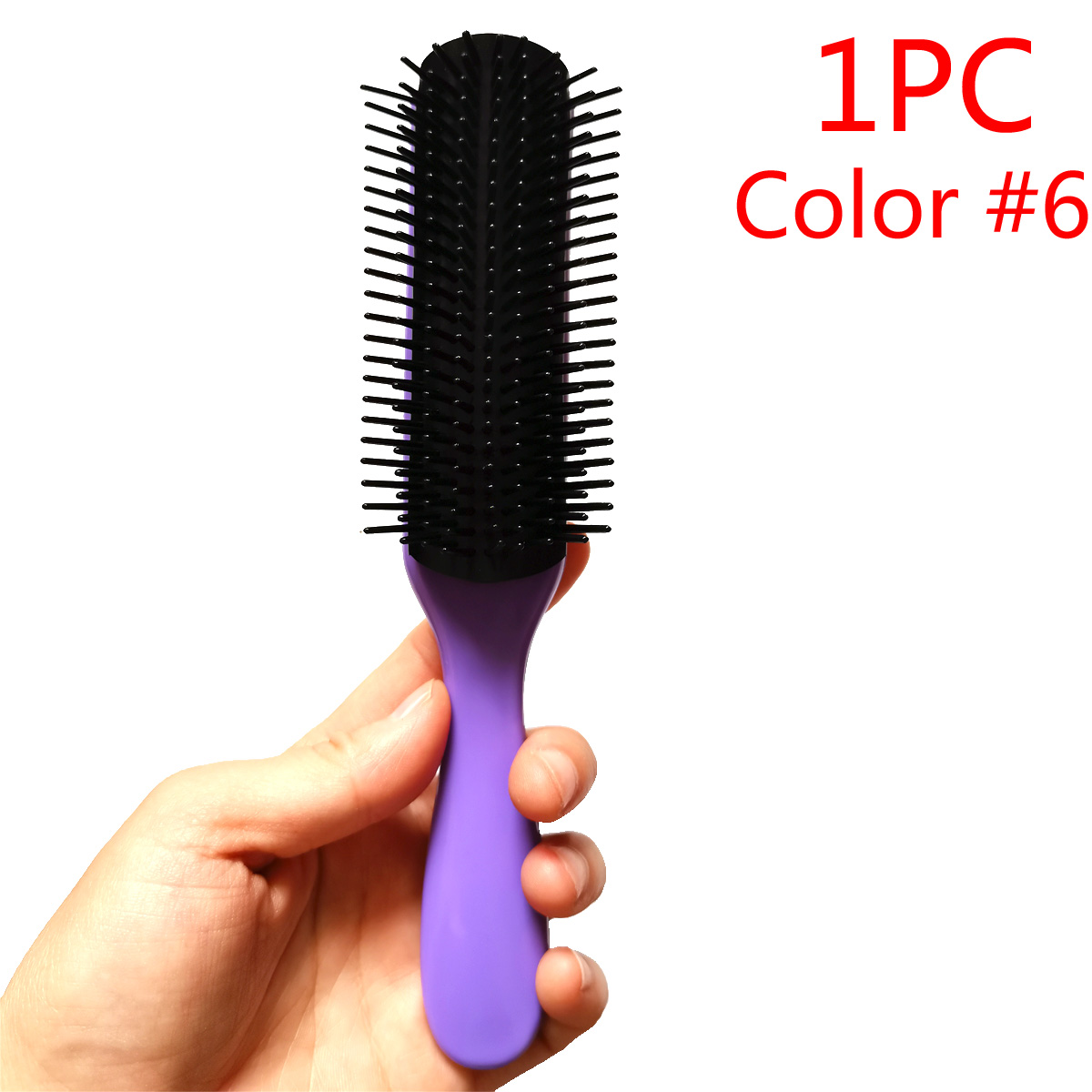 9-Rows Detangling Hair Denman Brush Cushion Nylon Bristle Hairdressing Scalp Massager Straight Curly Hair Comb Hairbrush: Yellow