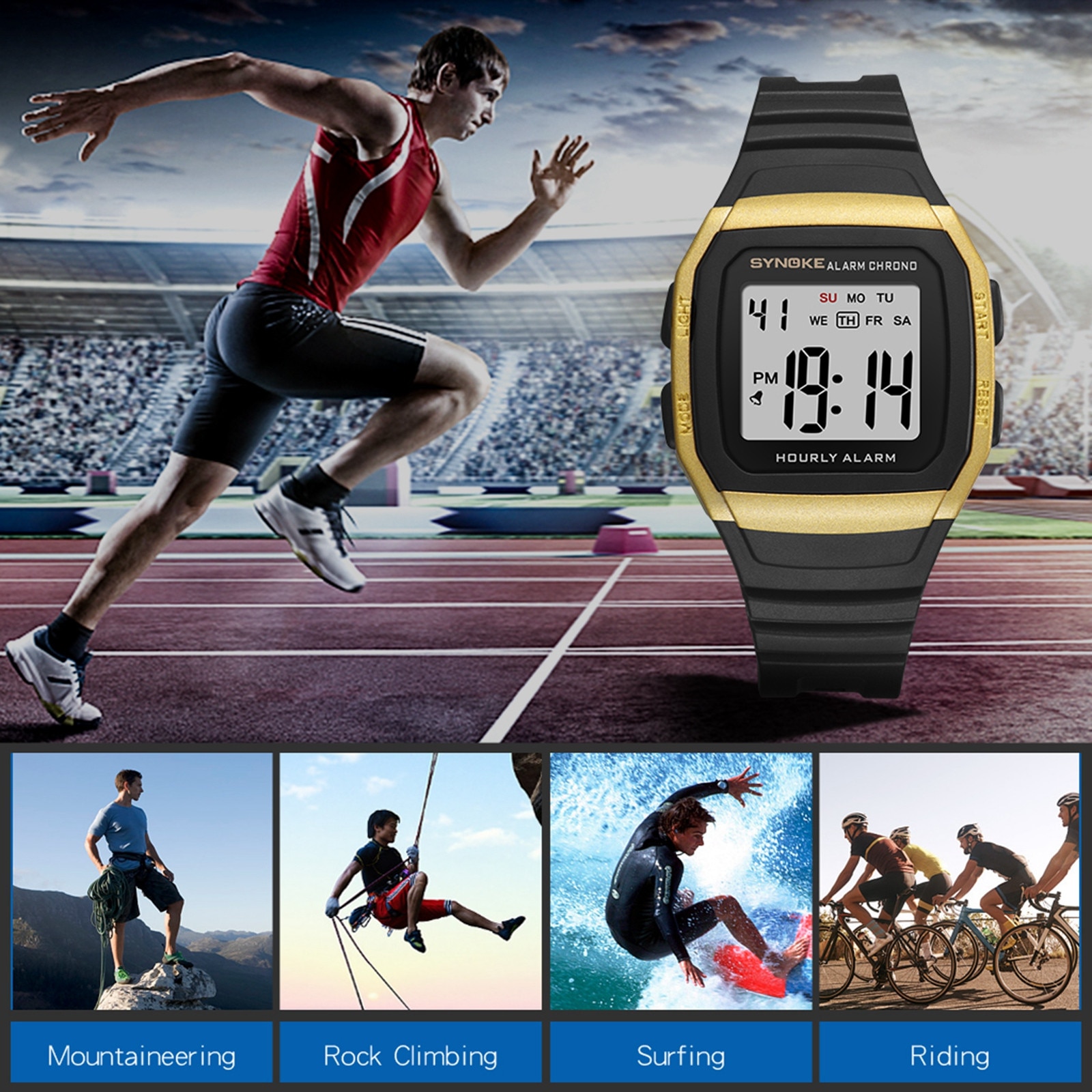 Mannen Sport Horloge Schokbestendig En Waterdicht Stopwatch Datum Digitale Horloge Mode Rubber Klok Horloge Relogio