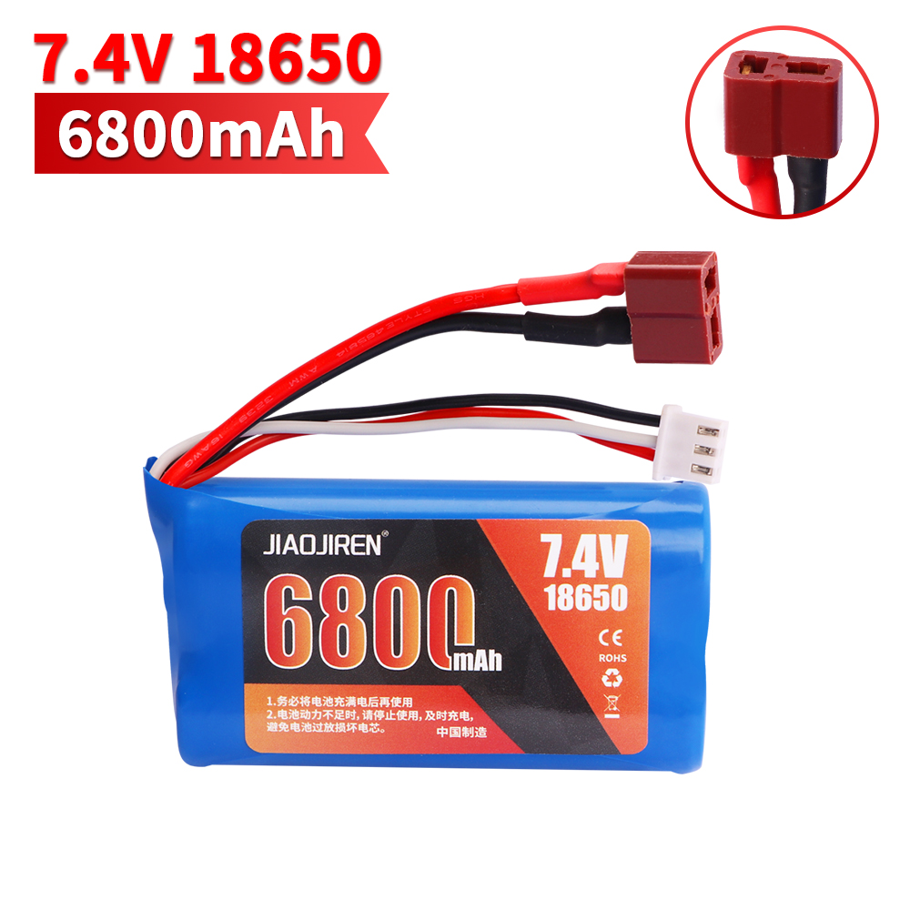 7.4v 6800 mah 18650 lipo-akkua  q46 wltoy 10428 12428/12423 x9115 144001 rc auton varaosille 7.4v suurikapasiteettista akkua