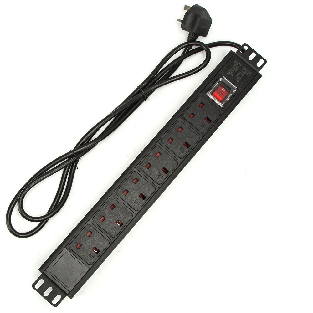 19in 1.5U Rack 6/7-unit British PDU Power Strip Network Cabinet Rack Socket Standard Outlet Switch Supply Power Distribution