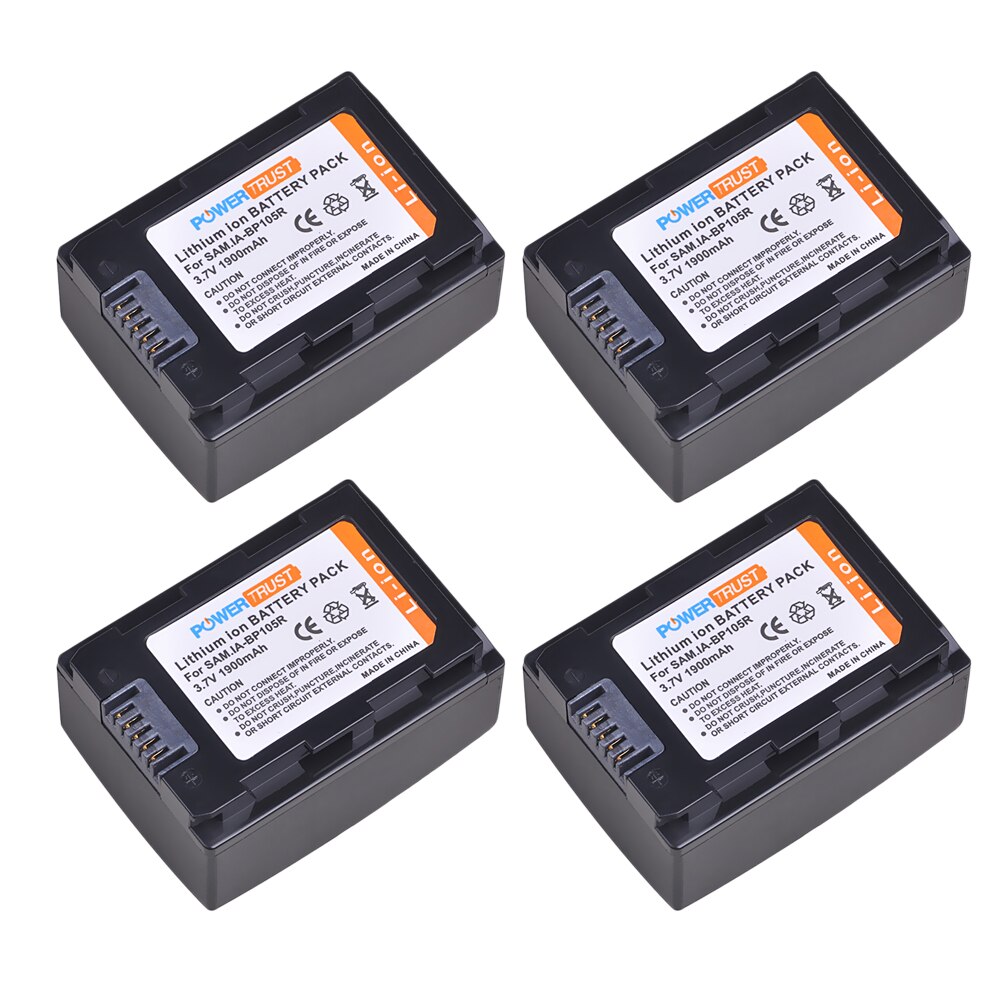 1X1900 mAh IA-BP105R BP105R Vervangende Batterij voor Samsung HMX-F80, HMX-F80BN, HMX-F80SN, HMX-F90, HMX-F90BN, HMX-F90WN: 4Battery