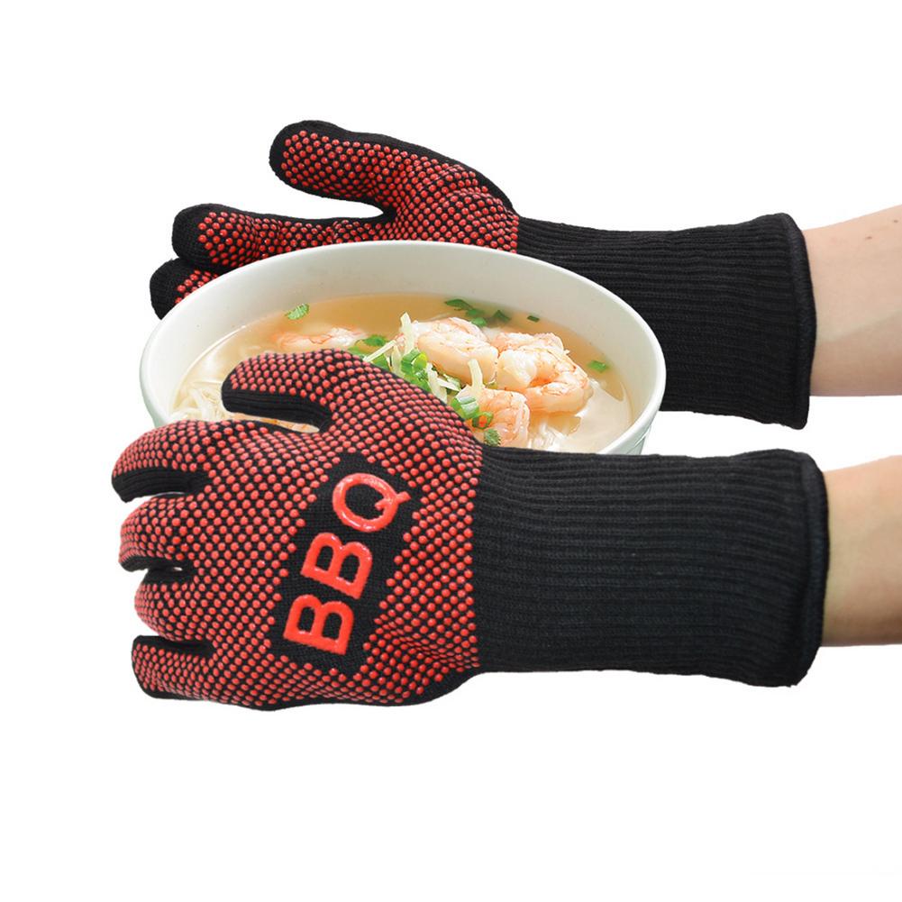 Guantes resistentes al calor para barbacoa, manoplas de silicona antideslizantes para cocinar, hornear, asar al horno, accesorios ignífugos para barbacoa, 1 unidad