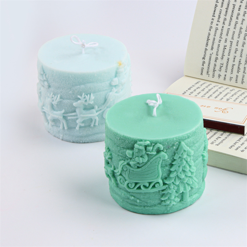 cylinder miękka świeca silikonowa formy tłoczone choinki łoś Jeleń wzór w renifery glina dekorowanie formy robić narzędzi gipsowych