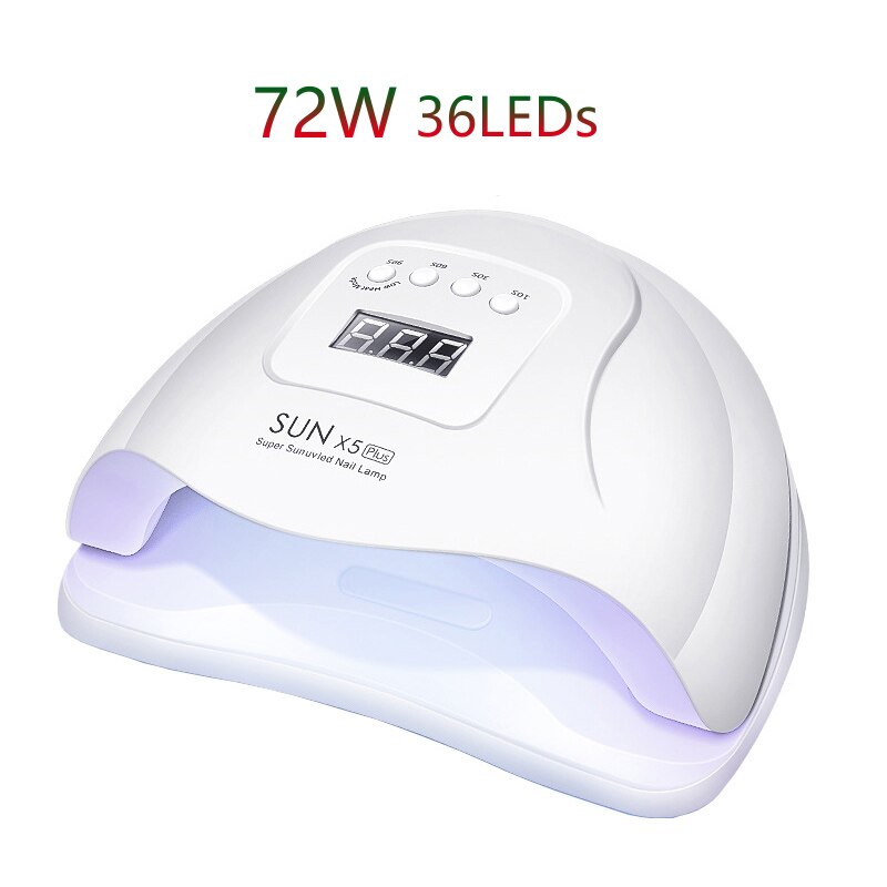 SUN X8 Max-Lámpara de uñas LED UV, secador de uñas de 120W, 57 LED, secado rápido, 10S, 30S, 60S, 99S, potente secador de uñas: 72W 36LED X5Plus