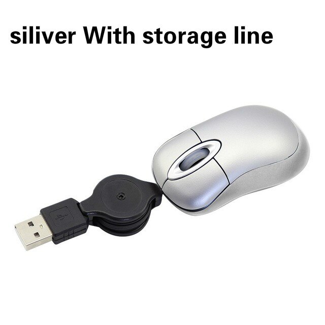 2,4 GHz Mini Kinder nette Gaming Wired Mause Versenkbare Linie 2 Tasten USB Maus Tragbare ergonomische mäuse Für PC Laptop desktop: siliver