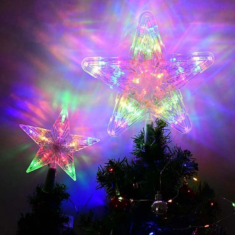 16/23Cm Kerstboom Sterren Licht Plastic Multicolor Led Xmas Bomen Top Decoraties Ster Lichten Unieke Ornament Home party