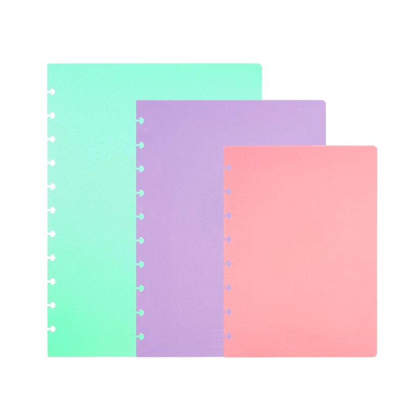 Couverture pour carnet de notes à feuilles mobiles, 2 feuilles, taille Multiple, trou en forme de champignon, coque de protection de Page intérieure, plastique PP couleur, fournitures de bureau
