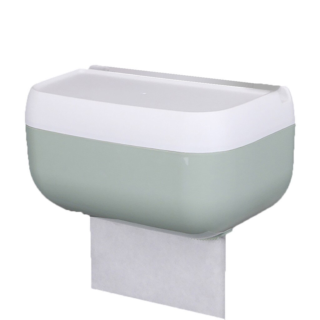 Tissue storage box plastic Multifunction Green pink gray Sticker Toilet Paper Roll Tissue Rack Wall Mounted Holder Shelf case#25: 2 