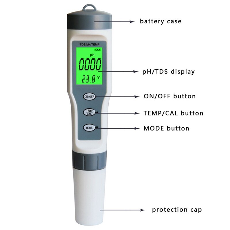 Digital Water Tester 3 in 1 Test Tds/Ph/Temp Water Monitor Tester Kit for Pools Drinking Water