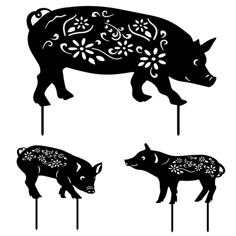 1pc Pig Yard Decor Lawn Stakes Gardening Ornaments Acrylic Yard Decor