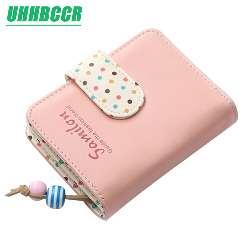 Small Wallet Women Short Luxury Brand Cute Female Purse PU Leather Dot Girls Lady Zipper Wallets Card Holder Bags