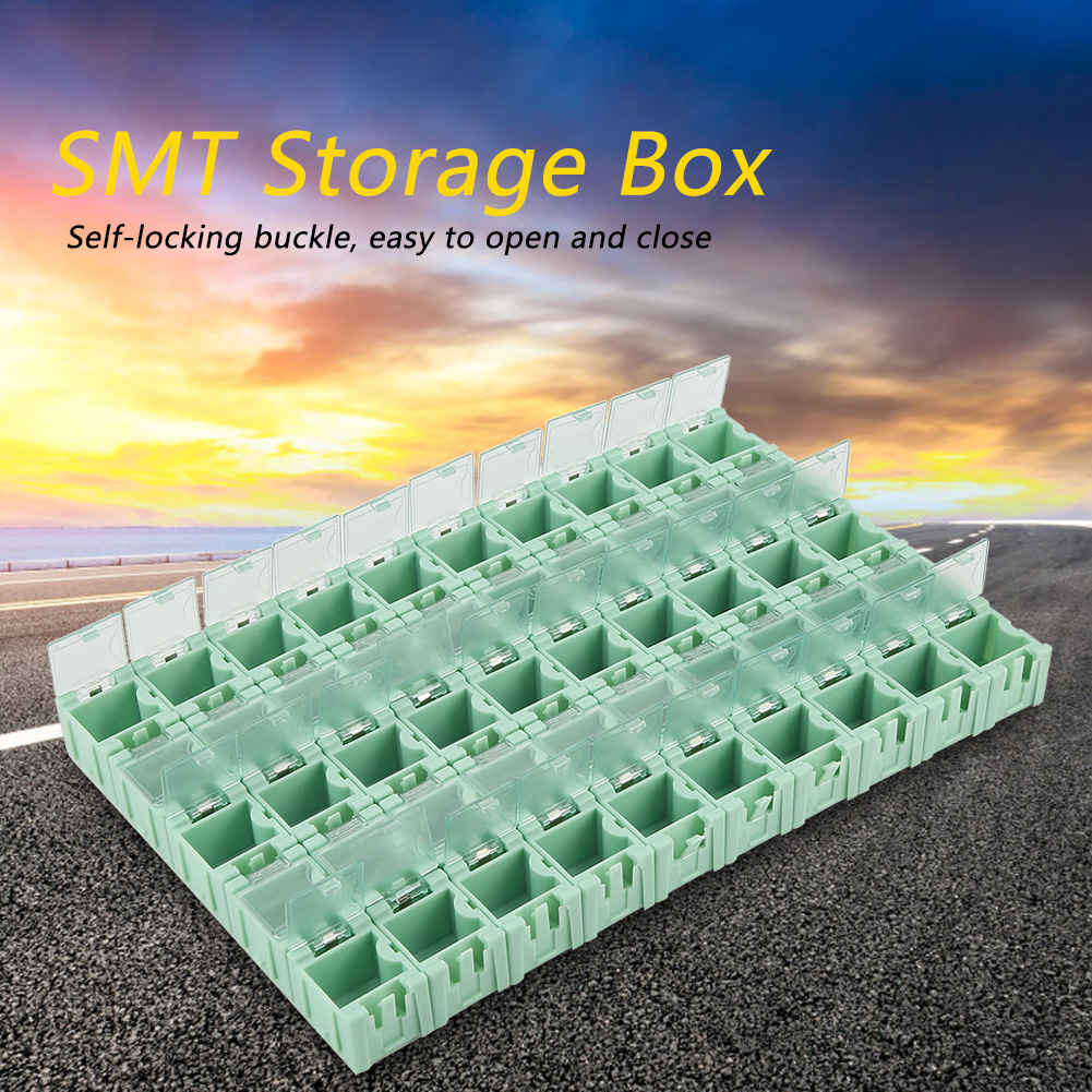 50Pcs SMT SMD Electronic Component Container Storage Boxes Electronic Components Self-locking buckle Boxes Mini Storage kit