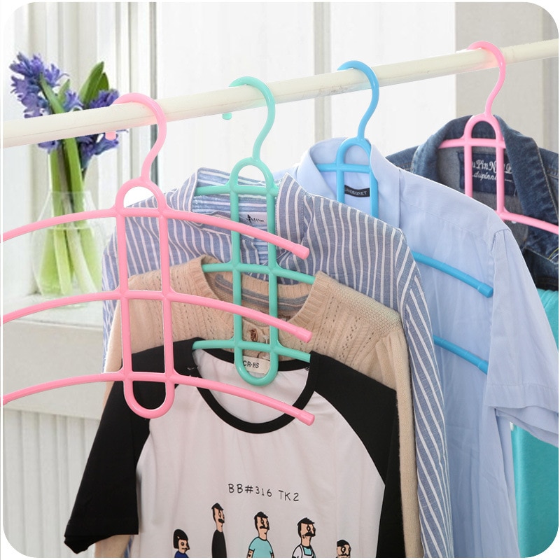 A408 home three-layer anti-slip plastic clothes hangers fishbone multi-layer clothes hanger