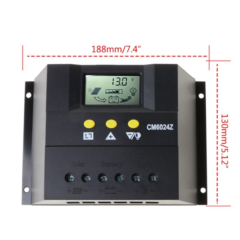 50A 60A Solar Charge Controller 12V 24V for PWM with Auto LCD