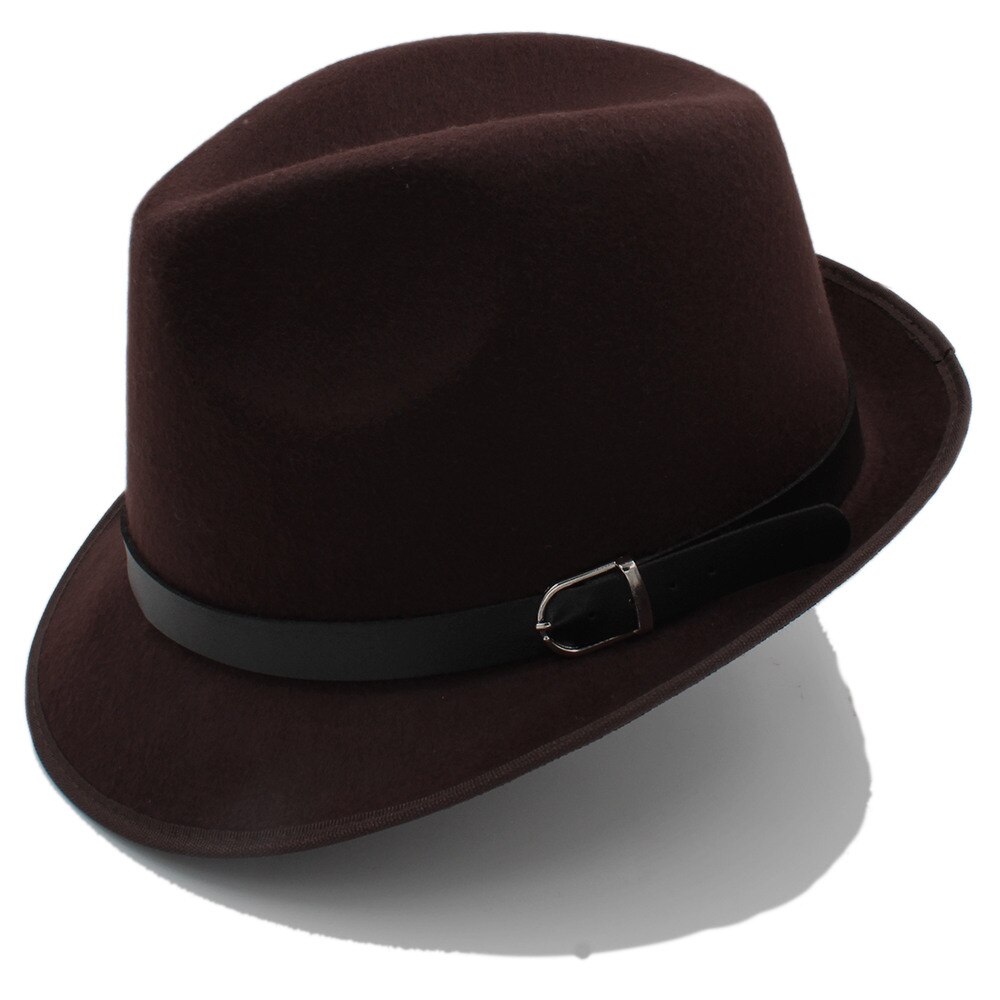 Dad Men's Chapeu Feminino Hat For Gentleman Gentleman Winter Autumn Wool Church Felt Fedora Homburg Jazz Hat Size 58CM: Coffee