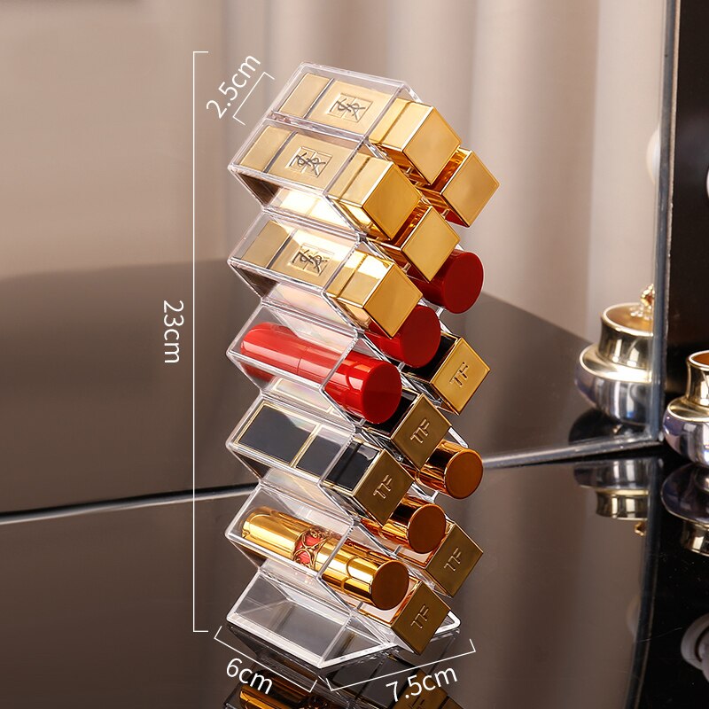 Boîte de rangement de maquillage doré boîte de rangement étui cosmétique en verre pour rouge à lèvres soins de la peau vernis à ongles présentoir de parfum: plastic 16 grids