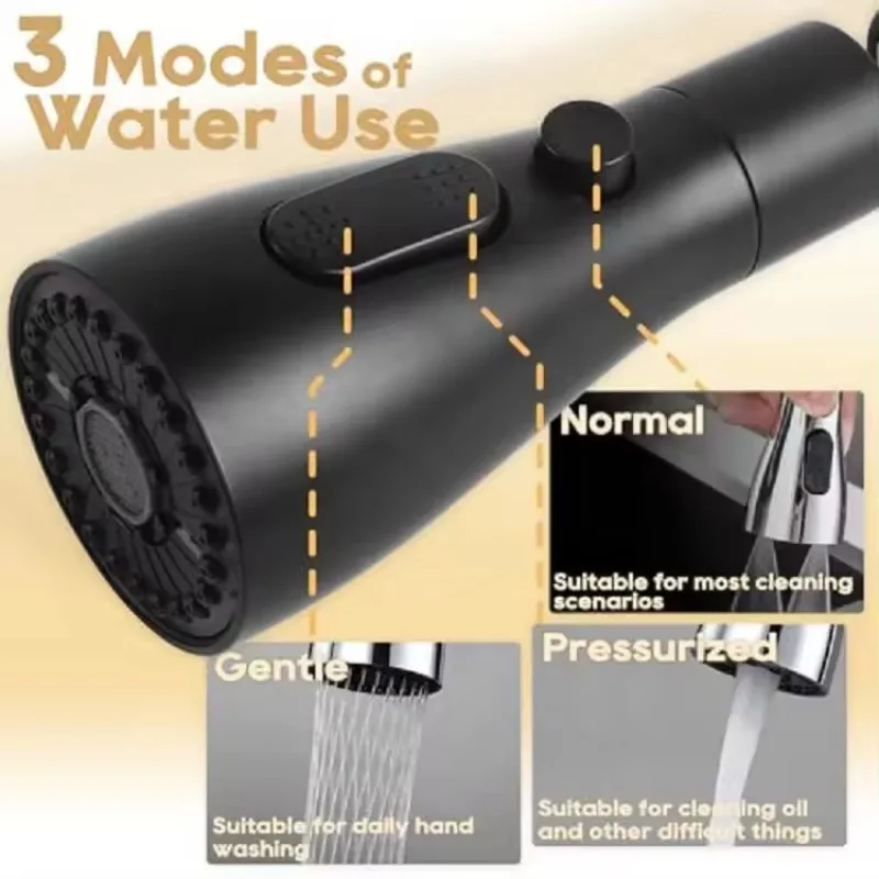 3 tilstande køkkenarmatur sprøjtehoved vandbesparende 360 ° drejelig kugledyse haneadapter vask reservedele køkkentilbehør