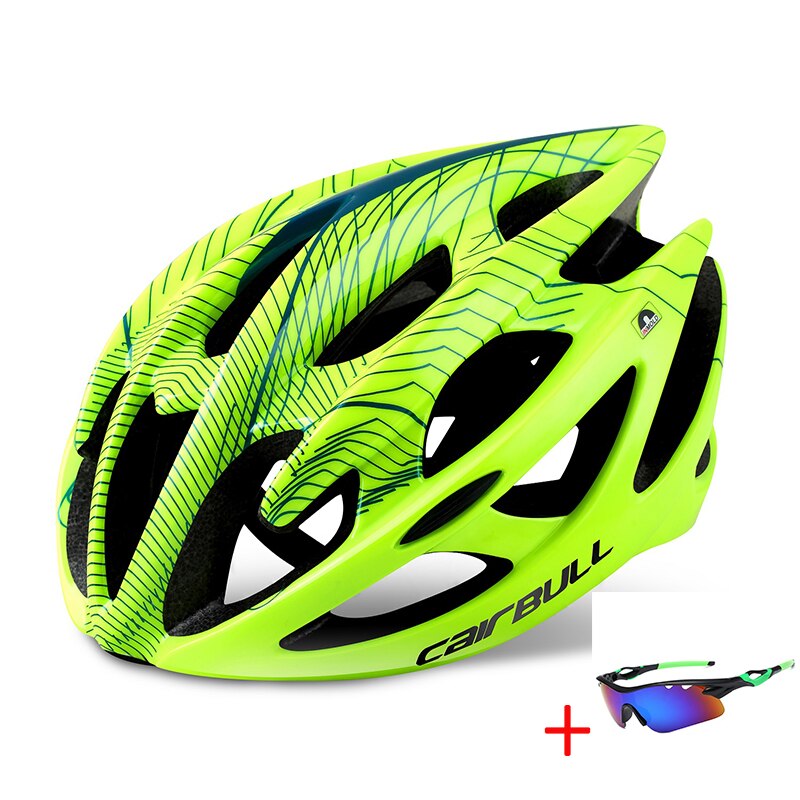 Mtb Men Women Road Mountain Bike Helmet with Glasses Ultralight All-terrain Sports Riding Cycling Helmet Child: Fluorescent yellow / SM(52-58CM)