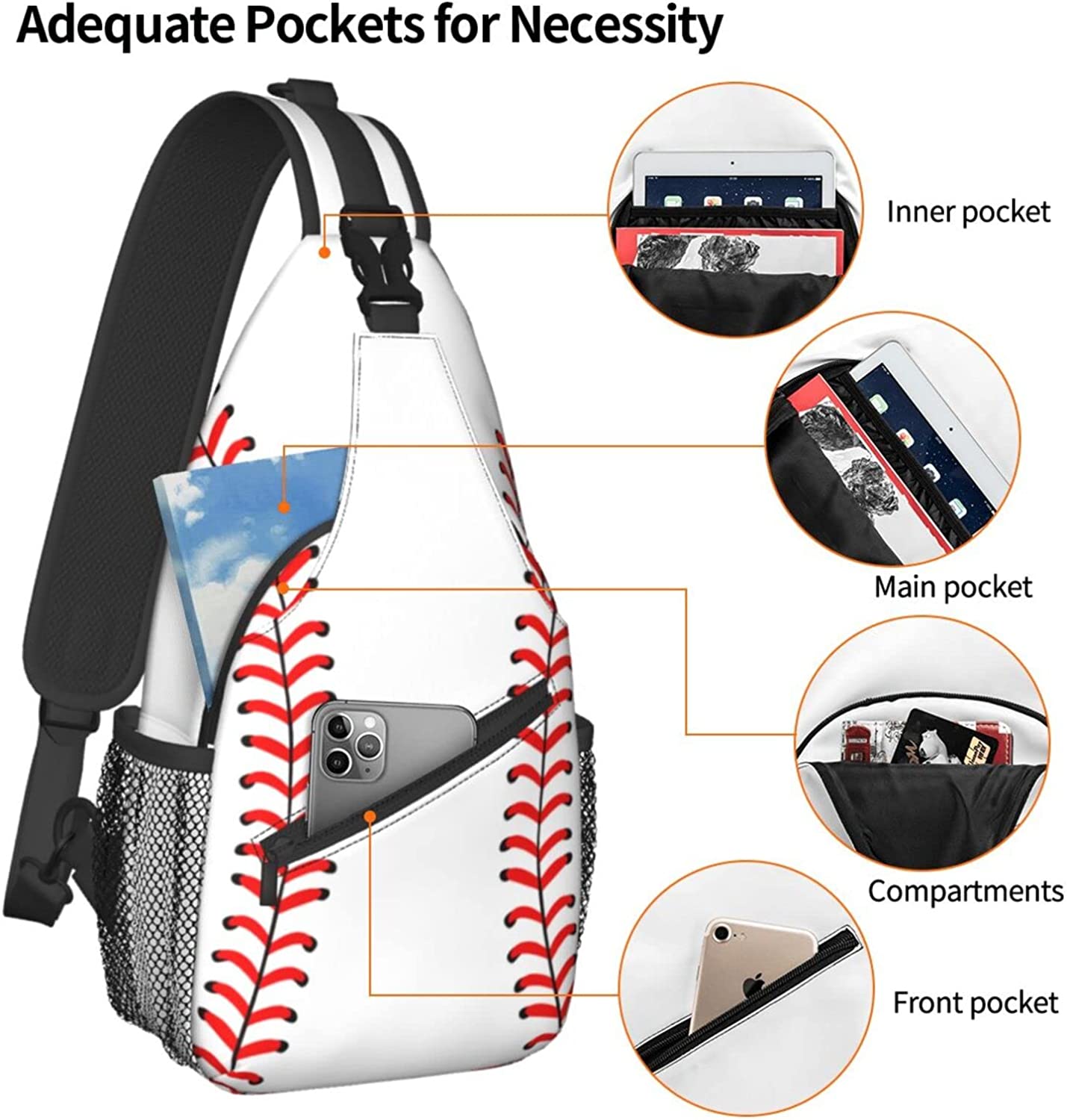 Baseball Sling Borst Zak Sport Baseball Crossbody Tassen Voor Mens Womens