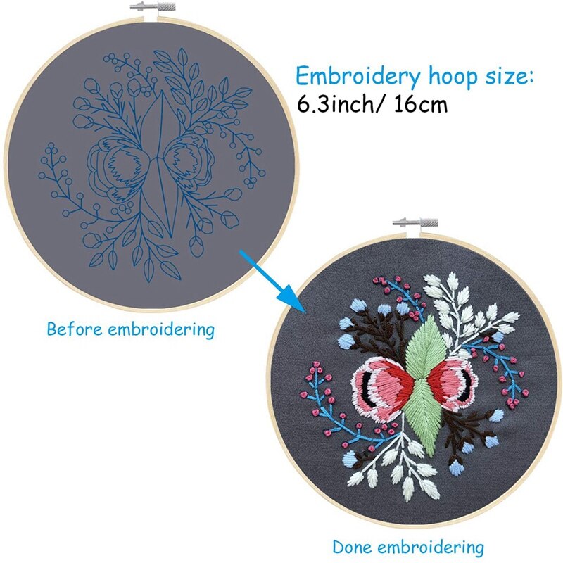Abillyn Cross Stitch Kit Cross Stitch Kit Cross Flower Printed Pattern Starter Kit (Pattern 3