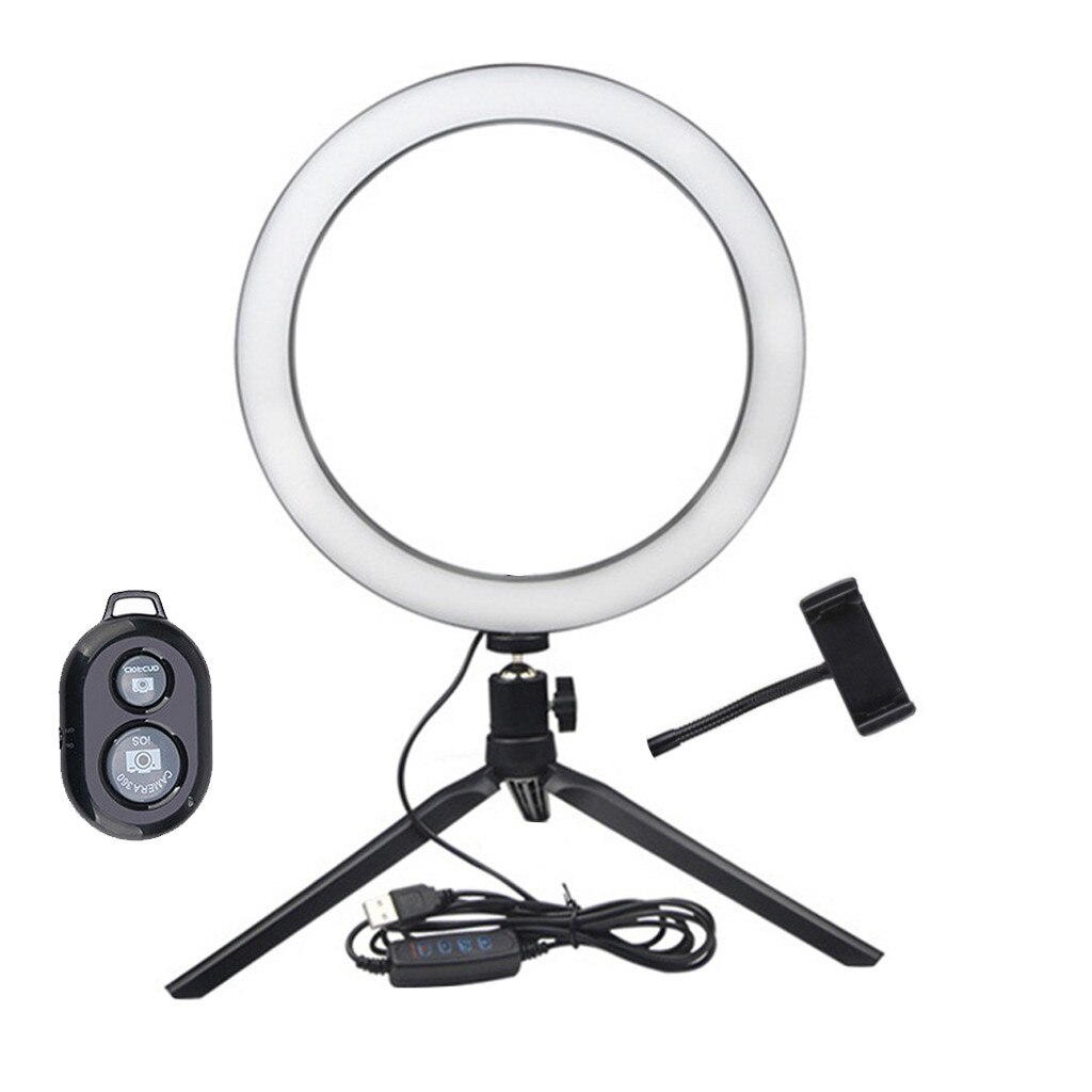 LED Ring Fill-Light Lamp Selfie Camera Phone Studio Tripod Stand Video Dimmable