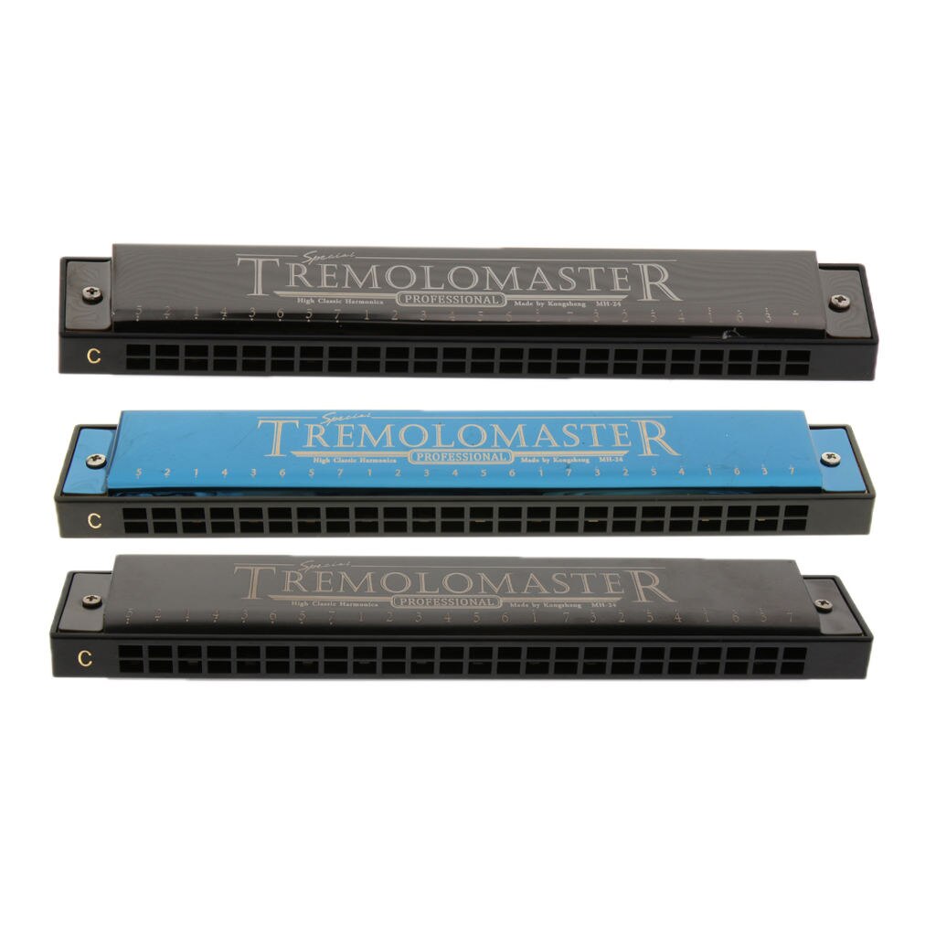 24 Holes Adult Learning C Key Tremolo Harmonica for Students Practicing