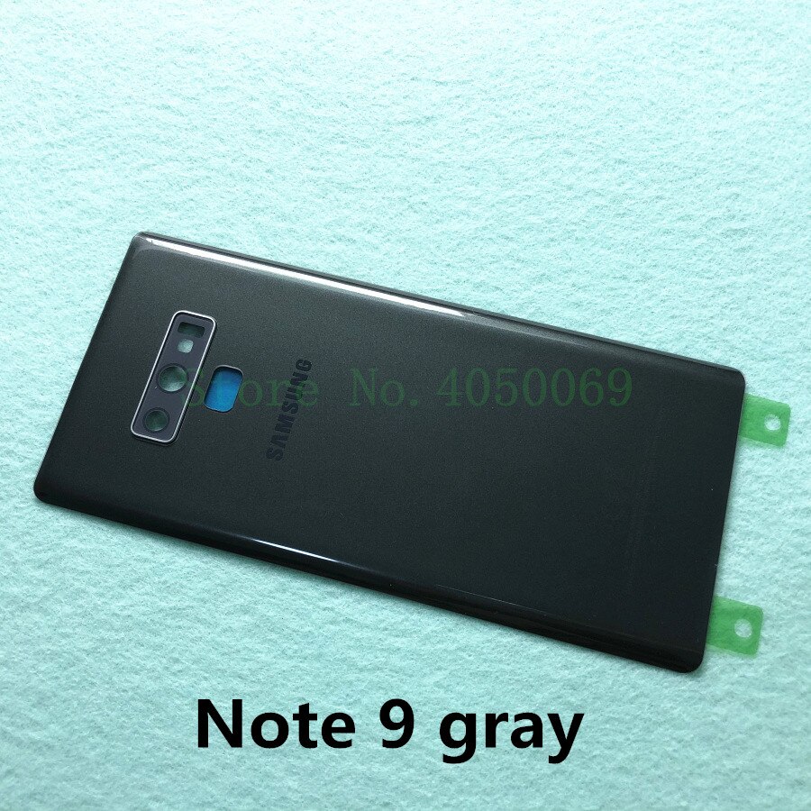 Samsung galaxy note 9 n960 sm-n960f note 8 n950 sm-n950f glass bak batterihus reparasjonsdeksel bakdør koffert erstatning: Note 9 grå