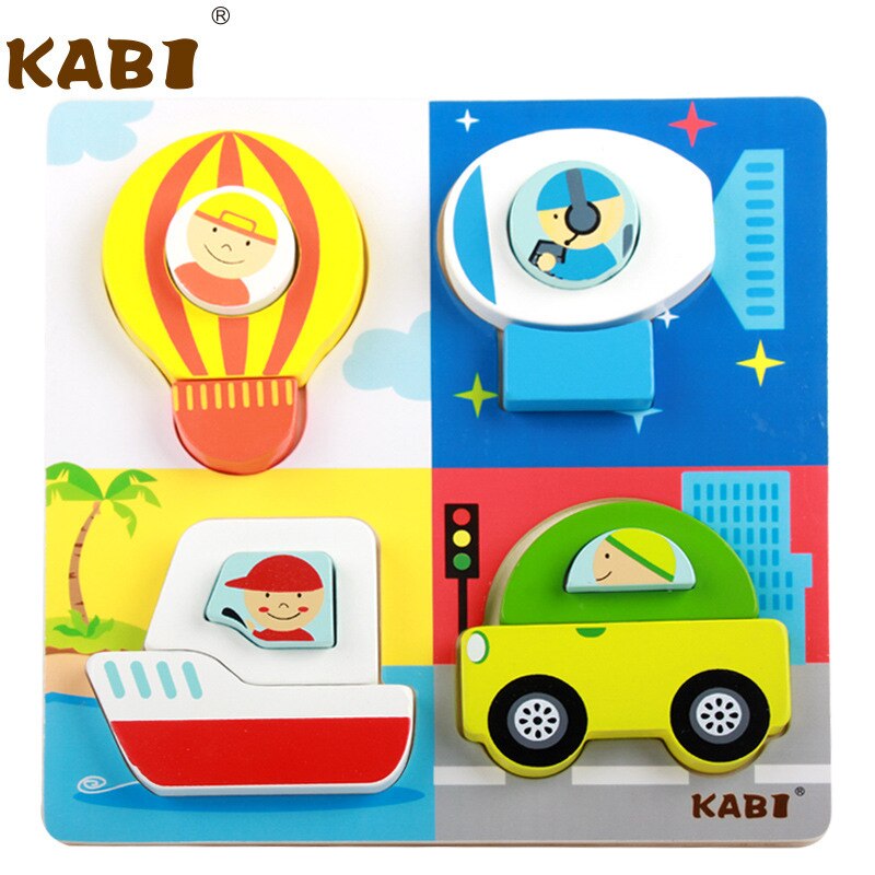 Dei bambini Del Fumetto di Tre-Dimensionale Scena puzzle Di Blocchi Di Costruzione di Legno Insetto Traffico Animali marino Scena Giocattoli Educativi