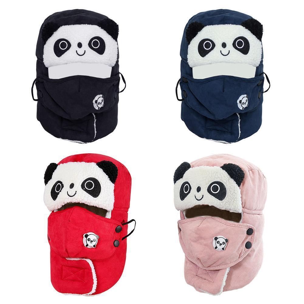 Gezichtsmasker muts voor kinderen panda fleece muts voor kinderen gezichtsmasker voor jongens wintermuts warme en dikke muts met oorkleppen