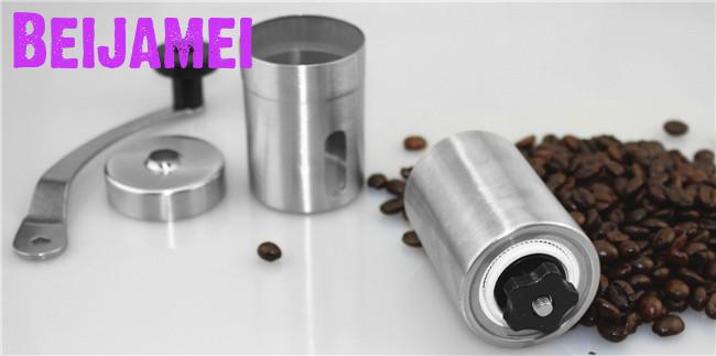 Beijamei rustfrit stål bærbar manuel kaffekværn vaskbar keramisk kerne hjemmekøkken mini håndmaling af kaffebønne