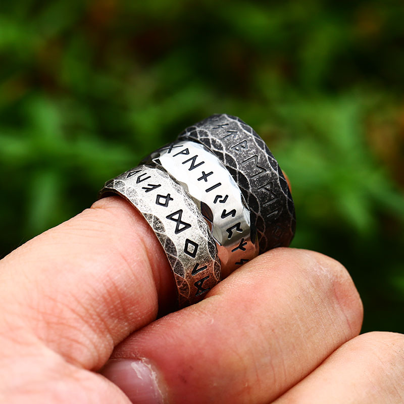 Anello runa retrò nordico per uomo donna semplice acciaio inossidabile 316L anelli con lettera Odino coppia amuleto accessori per gioielli regali