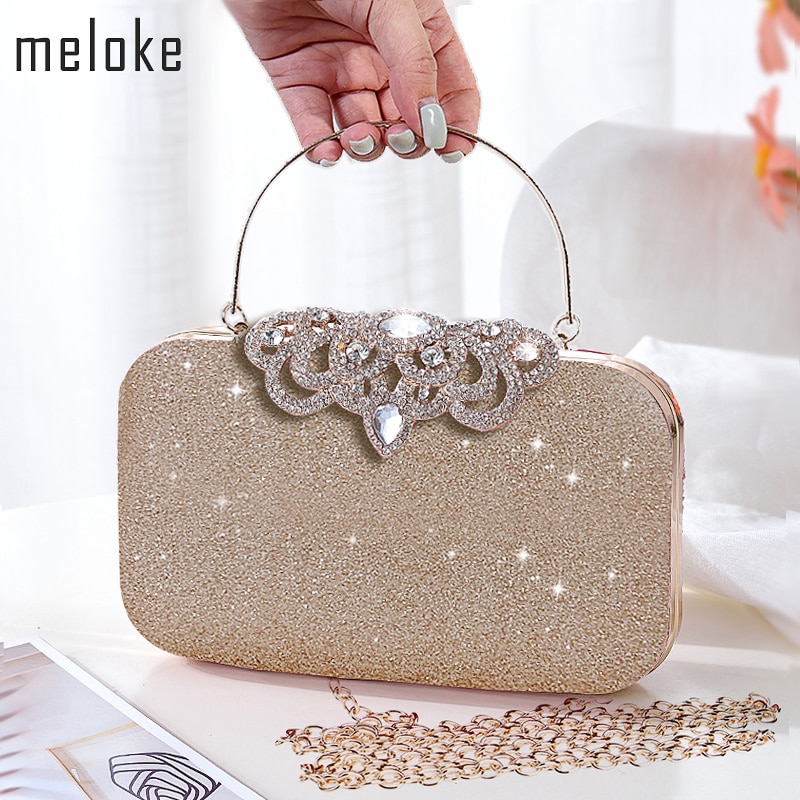 Borsa A Tracolla Serata Donna In Perline E Ricamo Giglio, Borse Glitter Per Matrimoni E Feste, Misura 20x12x6 Cm, Nero