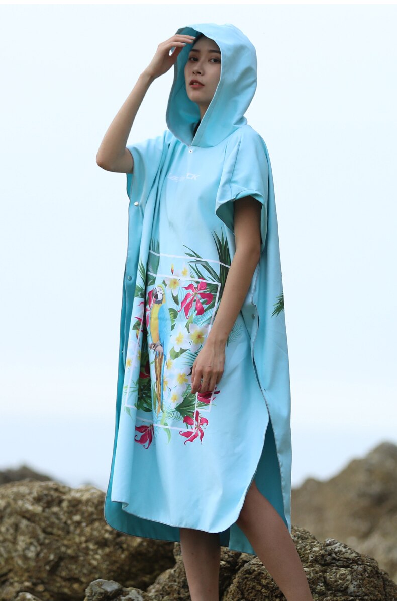 Microfiber Women Swimming Diving Bathrobe Cloak Printing Changing Robe Bath Towel Outdoor Hooded Beach Towel Poncho
