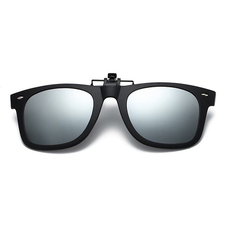 MAXJULI Square Polarized Sunglasses Clip on Myopia Glasses For Fishing Driving Traveling Easy Flip Up Lens UV400 Protection 8503: C4 silver