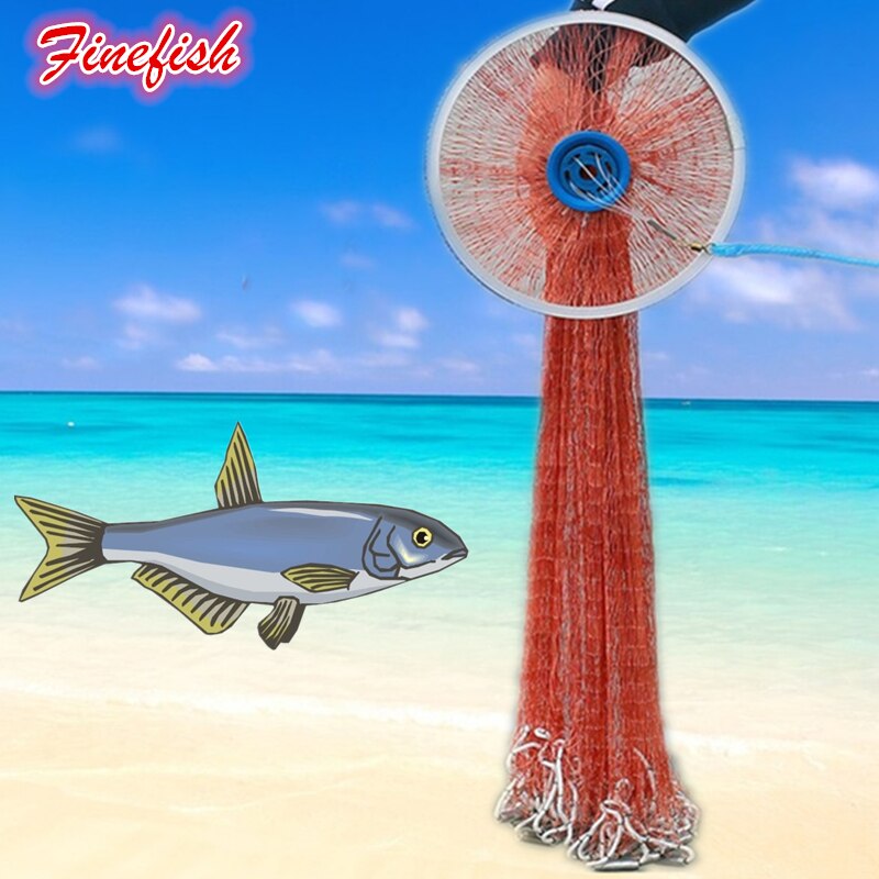 Finefish Easy Cast Nets Steel Sinker Catch Fishing Net With Ring Small Mesh Fly Hand Throw Gillnet