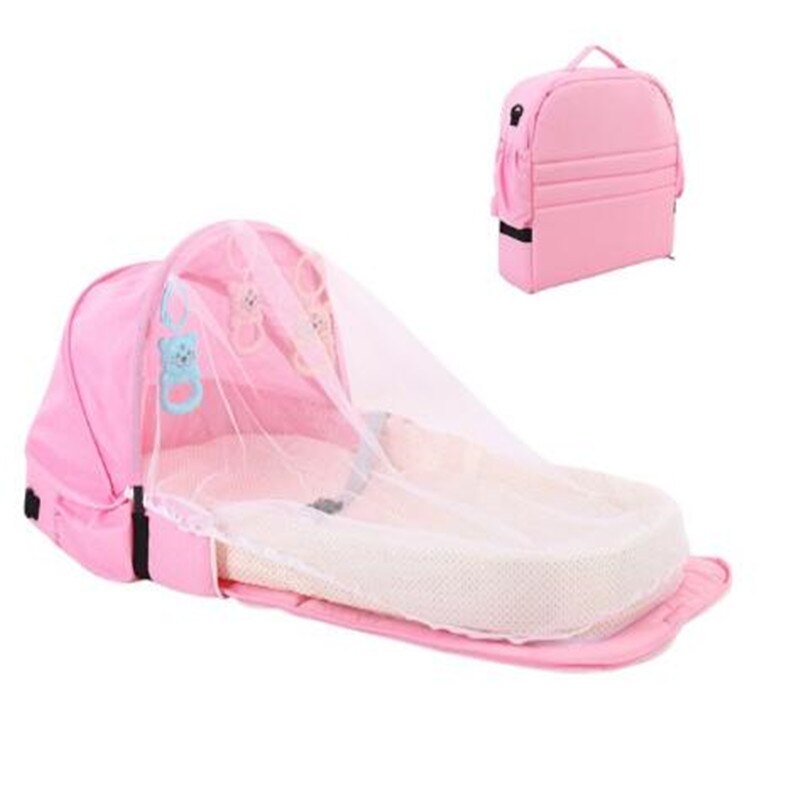 Berceau Portable pliable pour enfants, lit bébé, lit de voyage, avec moustiquaire, pour -nés: Pink Shoulder Bags