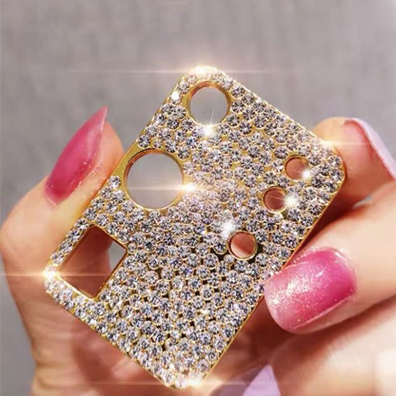 Funda de lente de cámara trasera con diamantes de imitación 3D, para Samsung Galaxy S20, note 20, Ultra Plus, con purpurina: For Galaxy S20 Ultra / Gold