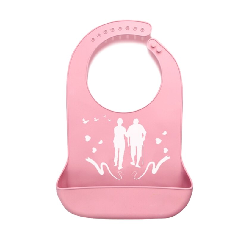 Volwassenen Waterdicht Anti-Olie Siliconen Bib Ouderen Aged Etenstijd Doek Protector Senior Citizen Aid Schorten 5 Kleuren: Pink