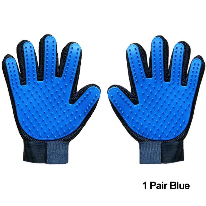 Gant pour animaux de compagnie en Silicone souple chien chat brosse pour animaux de compagnie Massage nettoyage doux efficace chat toilettage gant chien fournitures de bain gant pour animaux de compagnie peignes: 1 Pair Blue