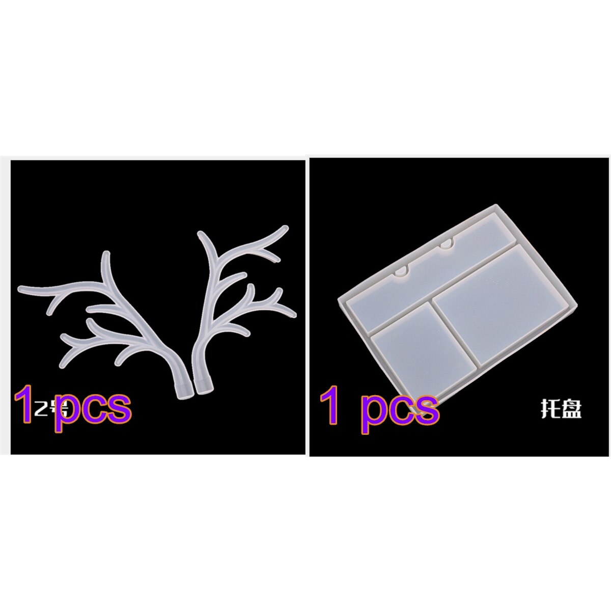 Resin Silicone Mold Jewelry Display Set DIY Resin Crystal Epoxy Antler Tree Branch Show Table Storage Jewelry Tray Mould Tools: set 2
