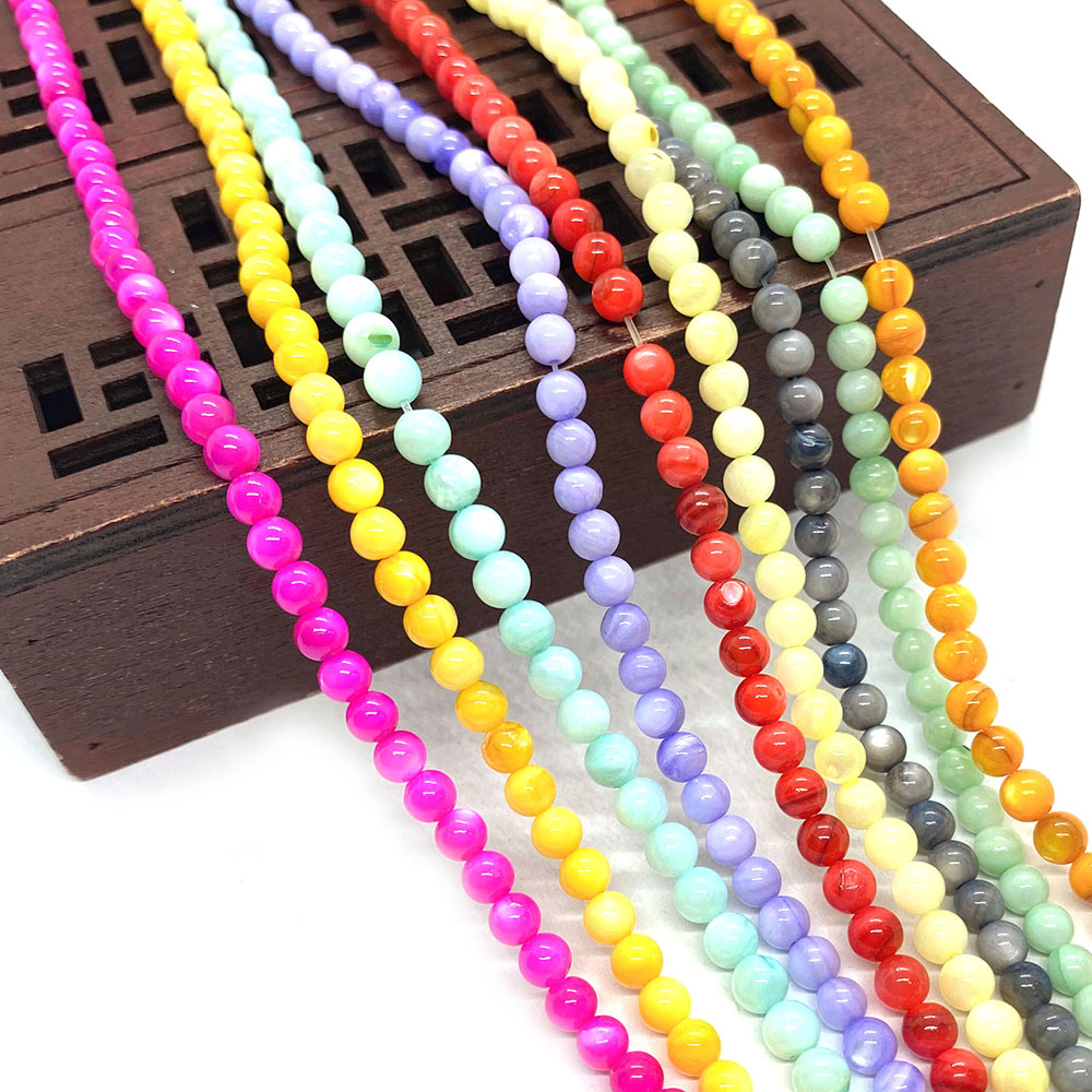 4mm gekleurde schelp kralen ronde losse kralen natuurlijke parelmoer schelp gespreide kralen sieraden maken DIY armband accessoires