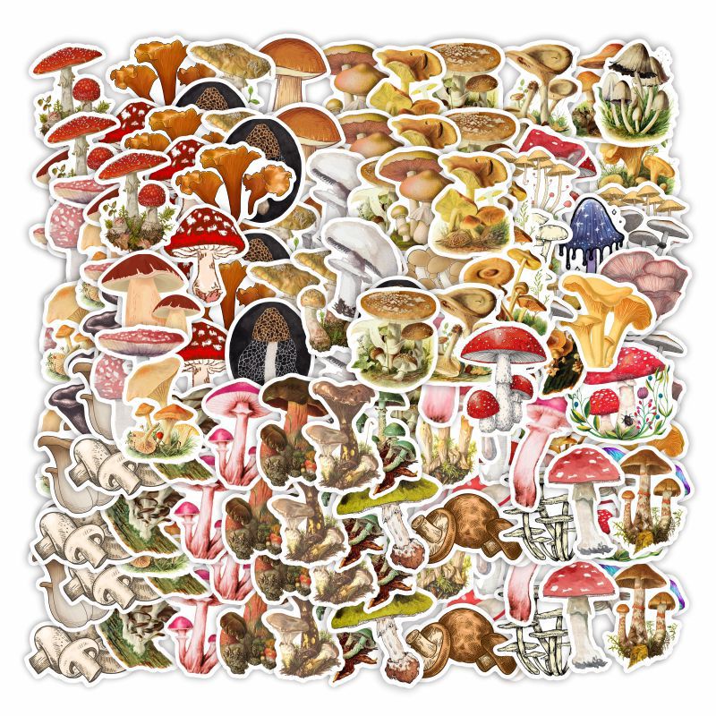 TD ZW 50Pcs Wild Mushrooms Stickers For Suitcase Skateboard Laptop Luggage Phone Car Styling DIY Decal Pegatinas