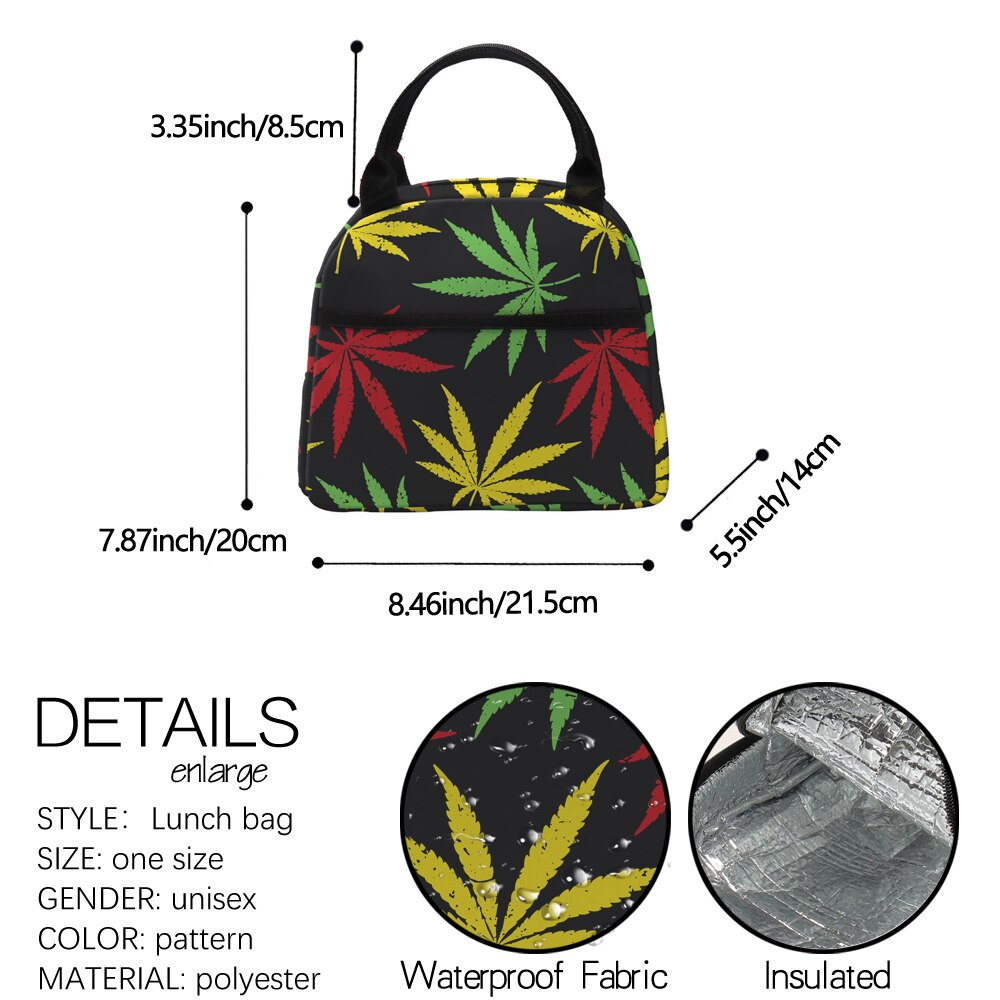 Deanfun Printing Lunch Bag Colorful Hemp Lunch Bags Cute Insulated Picnic Bag Lunch Box Women 17002