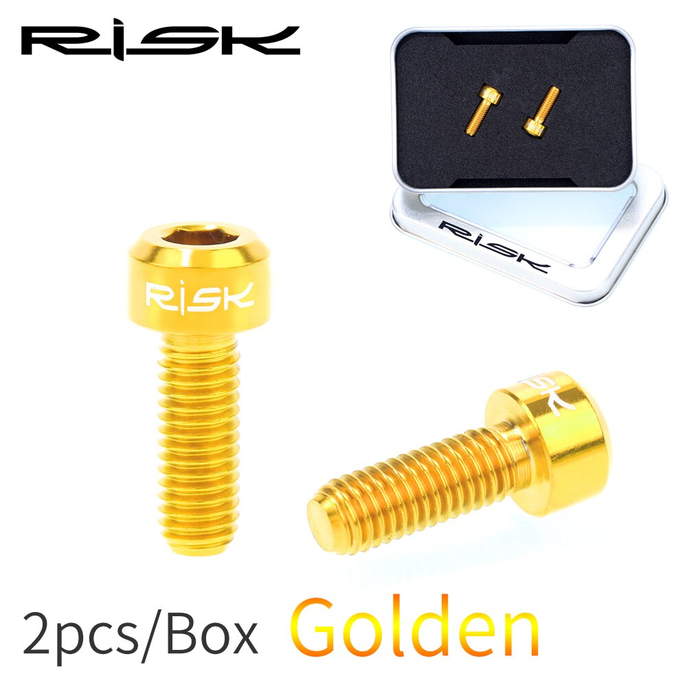Risiko 2 stk  m5*14 titanium bremsegrebsbolte til mtb gearskifter skruer fast bremsegreb bolt 4 farver cykeldele: Gylden