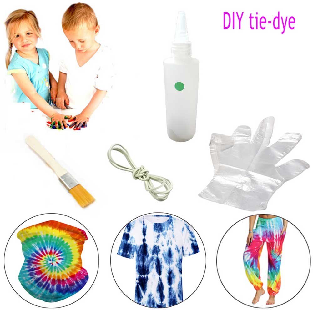 Med handskar student giftfria kläder graffiti pigment slips dye kit konst borste pyssel hantverk gummiband textil färger barn