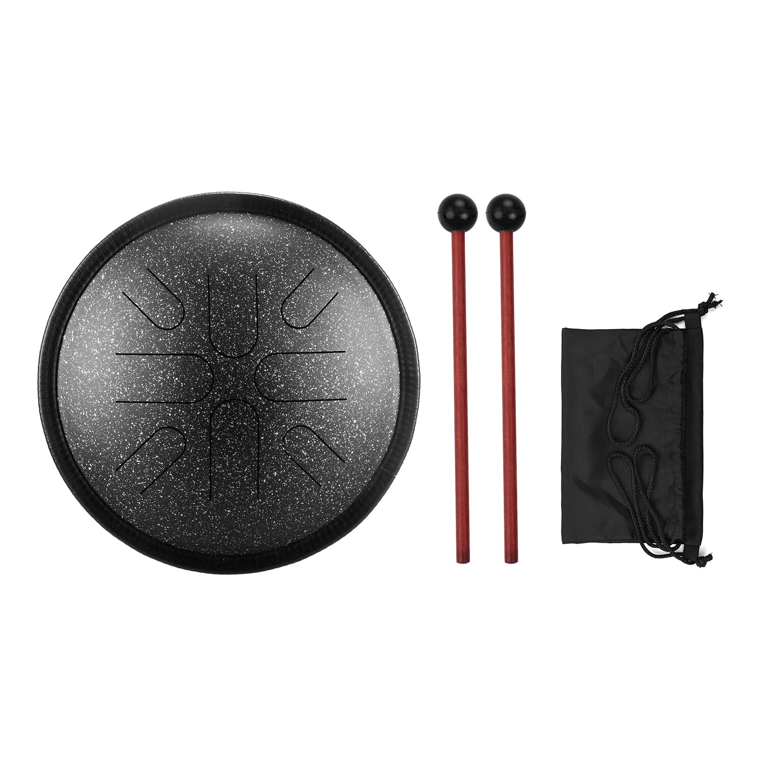10 Inches 8 Notes Handpan Drum Staal Tong Drum Draagbare Reizen Drum Percussie Instrument Met Mallet Draagtas Voor Meditatie: Black